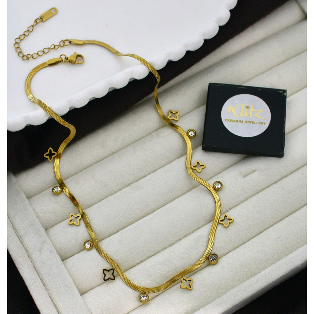 Klitz Classic Crystal Stone Snake Chain Necklace