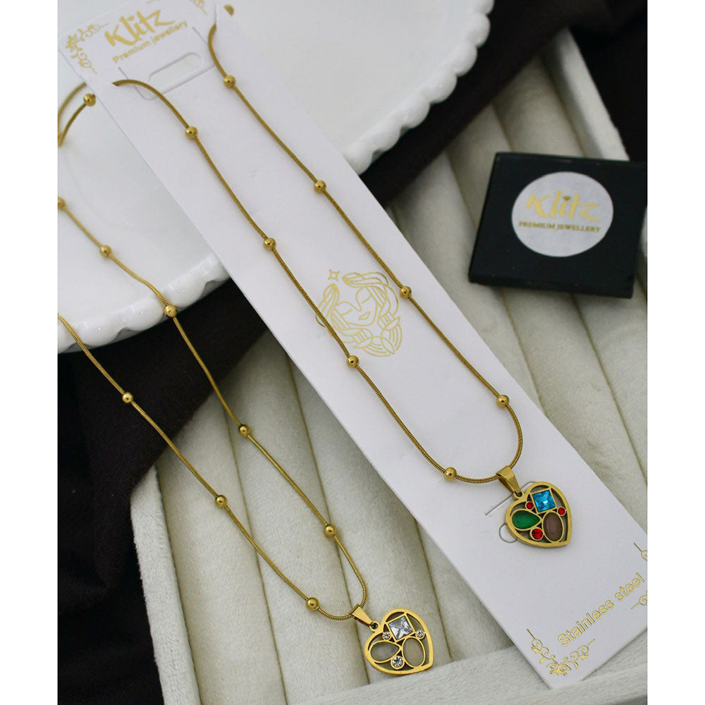 Klitz Stunning Premium Jewellery Crystal Stone Heart Sahpe Chain Pendant