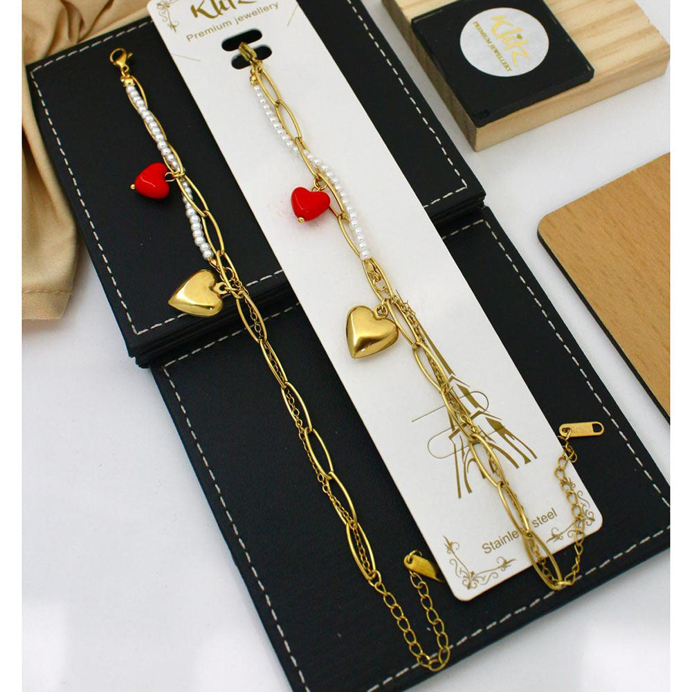 Klitz Premium Jewellery Heart Shape And Pearl Bracelet Collection