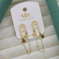 Klitz Elegant Premium Jewellery Star Shape And Pearl Dangler Earrings