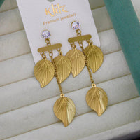Klitz Elegant Premium Jewellery Crystal Stone And Leaf Dangler Earrings