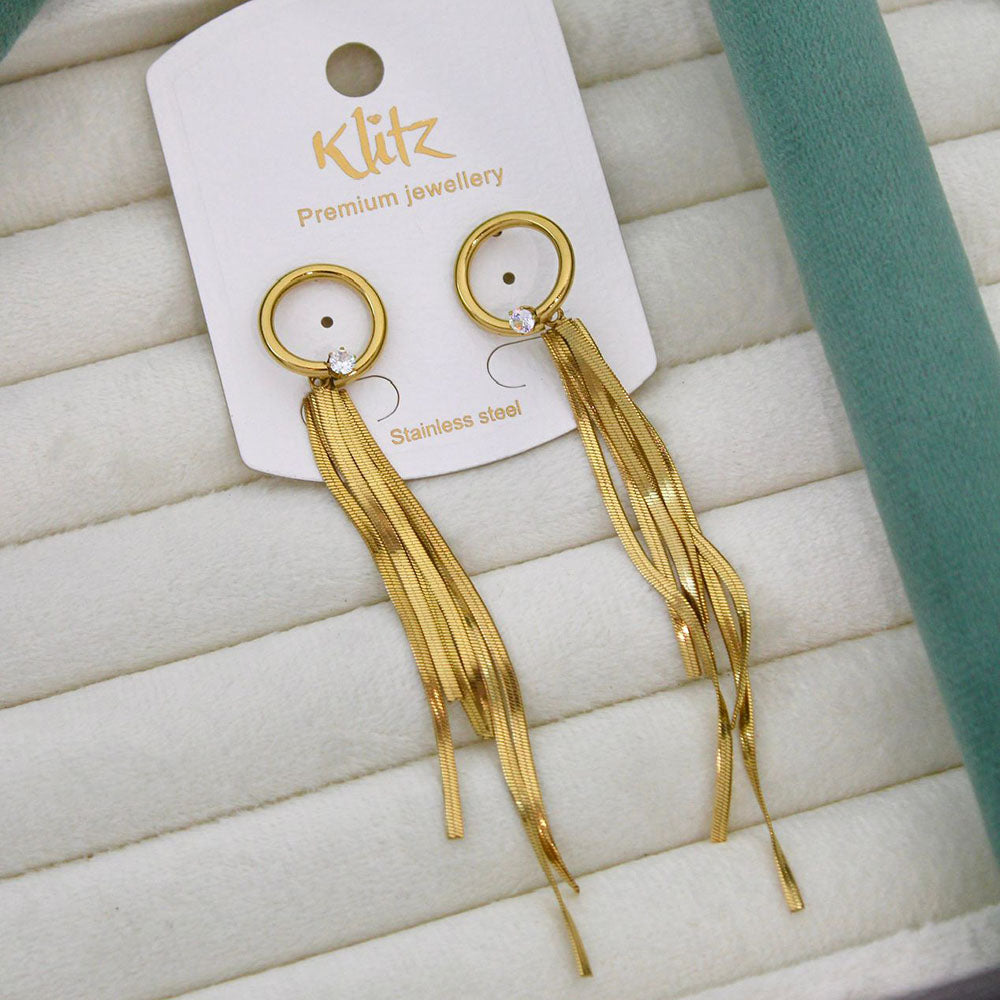 Klitz Elegant Premium Jewellery Austrian Stone Chain Dangler Earrings