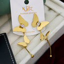 Klitz Elegant Premium Jewellery Crystal Stone Butterfly Shape Dangler Earrings