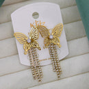 Klitz Elegant Premium Jewellery Crystal Stone Butterfly Shape Dangler Earrings