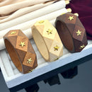 Klitz Designer Solid Wooden Bangles Set With Stud Work