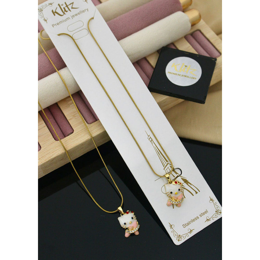 Klitz Stunning Premium Jewellery Luxury Austrian Stone And Meenakari Kitty  Pack of 12 Chain Pendant