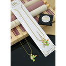 Klitz Premium Jewellery Royal Austrian Stone Meenakari Bird Design  Pack of 12 Chain Pendant