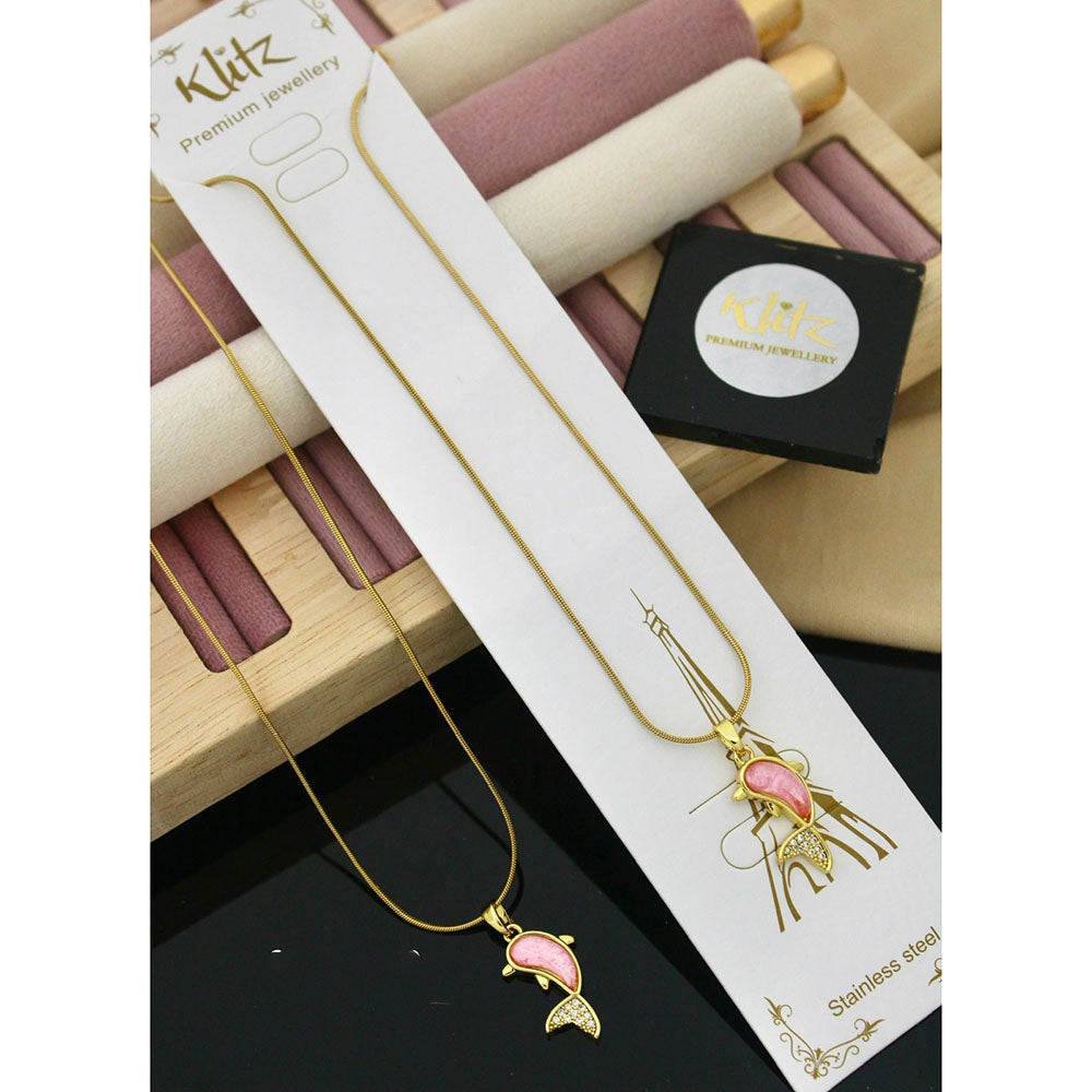 Klitz Premium Jewellery Designer Dolphin Austrian Stone Pack of 12 Chain Pendant