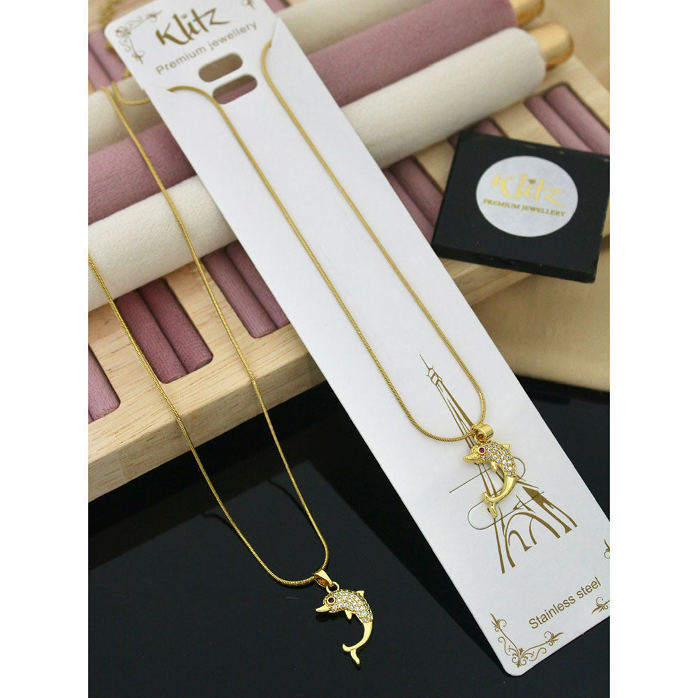 Klitz Premium Jewellery Designer Dolphin Austrian Stone Pack of 12 Chain Pendant