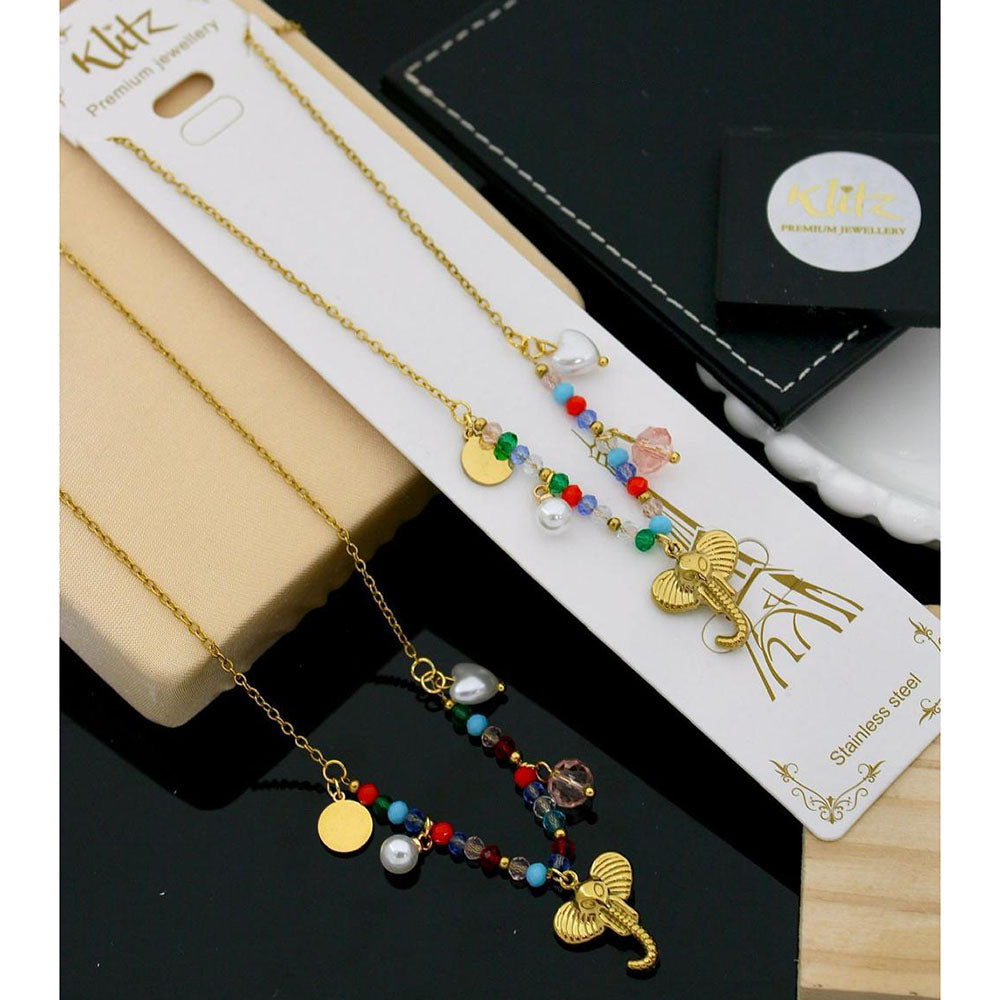 Klitz Premium Jewellery Pack of 12 Ocean-Inspired Elephant Beads Necklace