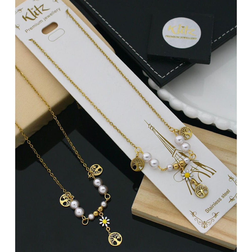 Klitz Premium Jewellery  Pack of 12 Nature Inspired Tree Charm Pearl Necklace