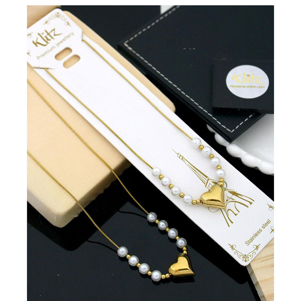 Klitz Premium Jewellery  Pack of 12 Pearl Heart Shape Necklace