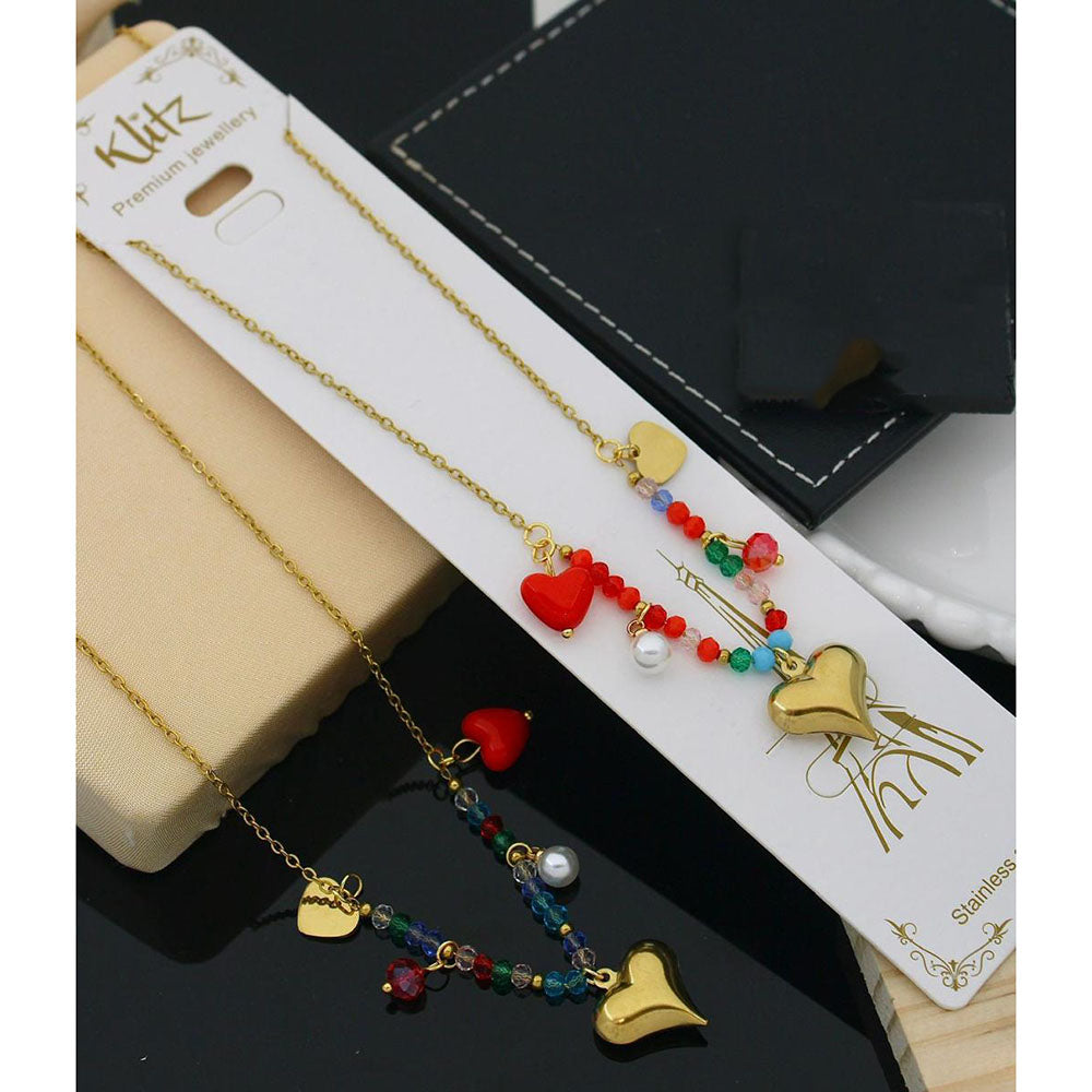 Klitz Premium Jewellery  Pack of 12 Pearl Heart Shape Necklace