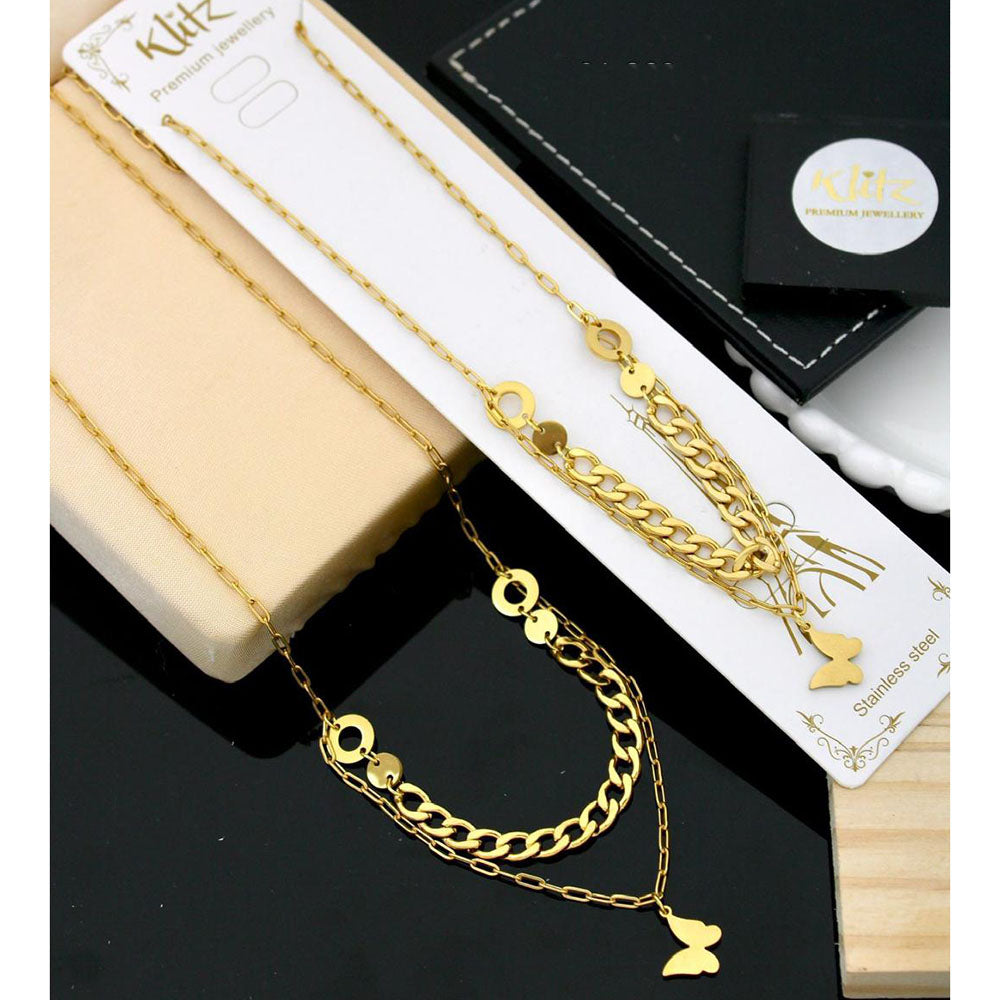 Klitz Premium Stainless Steel Butterfly Chain Necklace