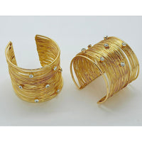 Klitz Elegant Stainless Steel Crystal Stone Multi-Wire Openable Cuff Bracelet