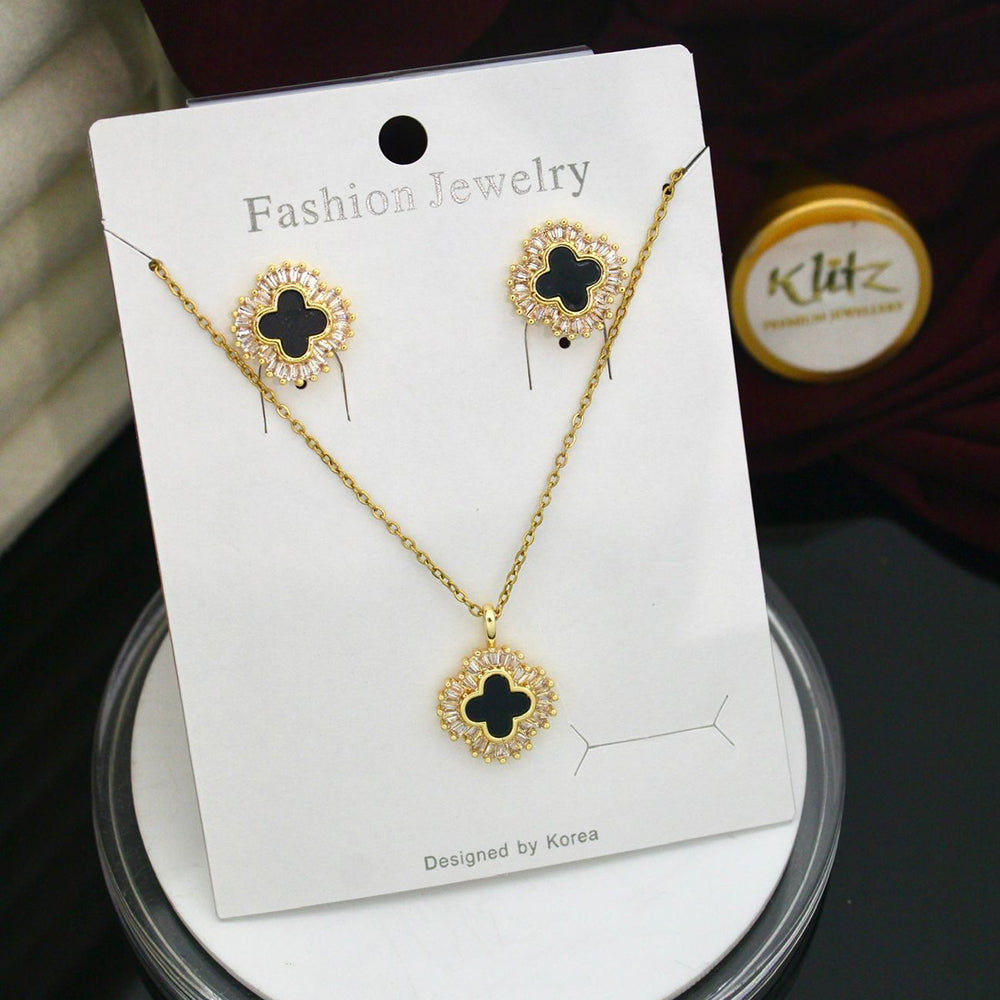 Klitz Classic Stainless Steel  Austrian Stone Chain Pendant Set (Pack of 12)