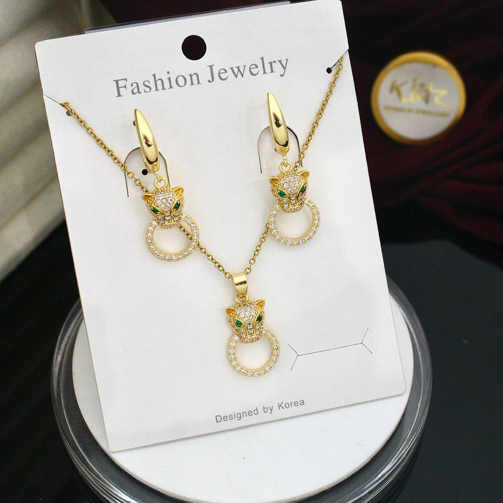 Klitz Classic Stainless Steel Austrian Stone Penthar Chain Pendant Set (Pack of 12)