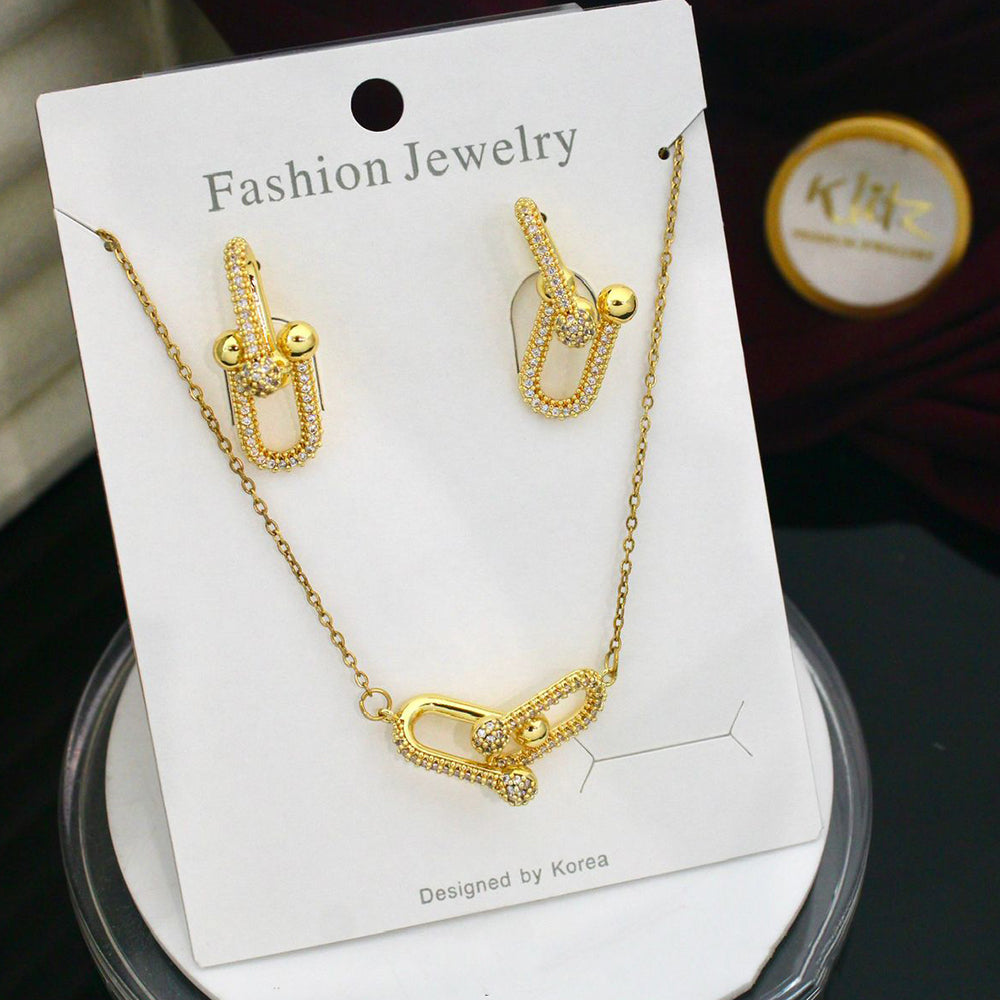 Klitz Classic Stainless Steel  Austrian Stone Chain Pendant Set (Pack of 12)