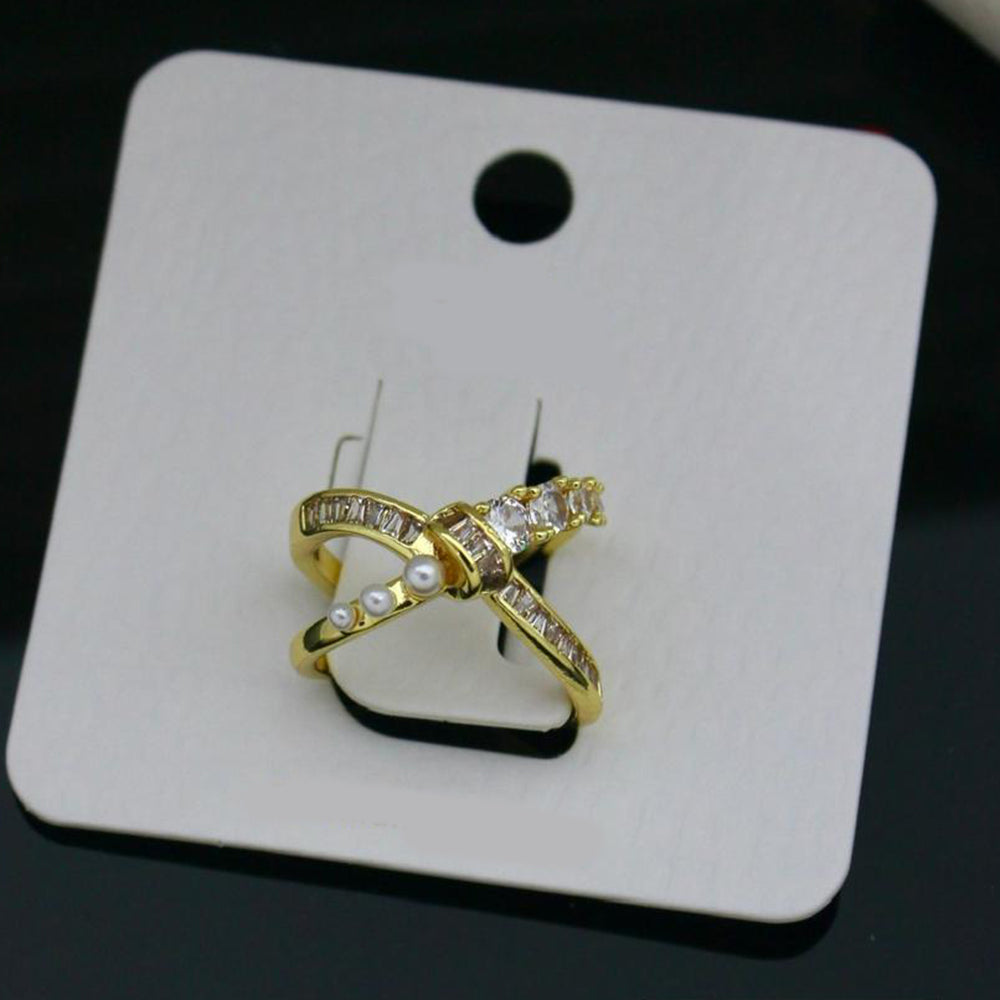 Klitz Sparkling Austrian Stone And Pearl Cocktail Ring (Pack of 12)