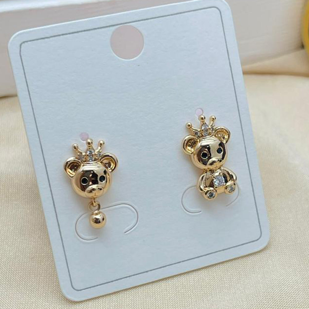 Klitz Austrian Stone Teddy Bear Stainless Steel Stud Earrings (Pack of 12)