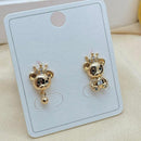 Klitz Austrian Stone Teddy Bear Stainless Steel Stud Earrings