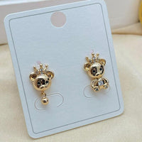 Klitz Austrian Stone Teddy Bear Stainless Steel Stud Earrings