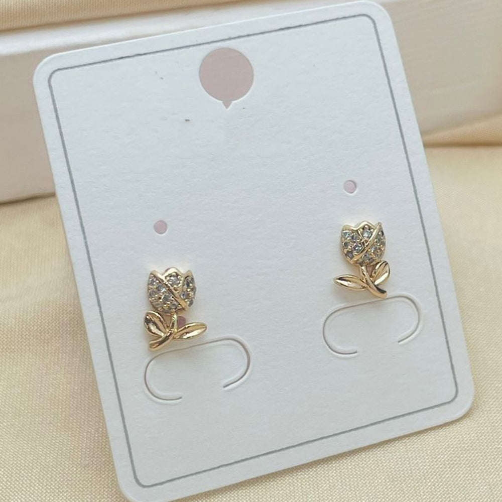 Klitz Stylish Stainless Steel Austrian Stone Rose Studs Earrings (Pack of 12)