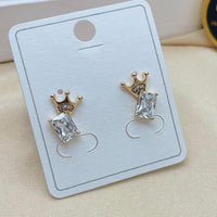 Klitz Royal Crown Austrian Stone Stainless Steel Stud Earrings
