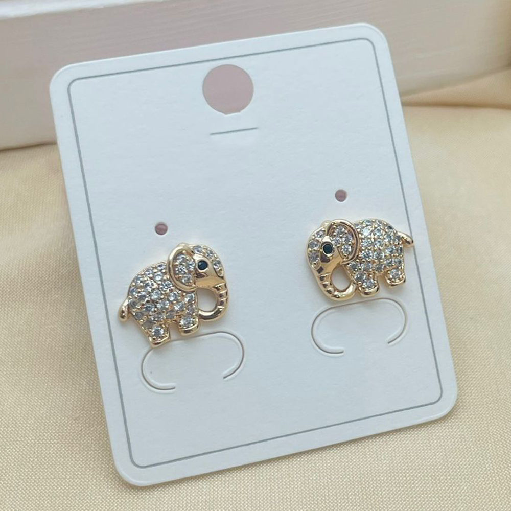 Klitz Cute Elephant Austrian Stone Stainless Steel Stud Earrings (Pack of 12)