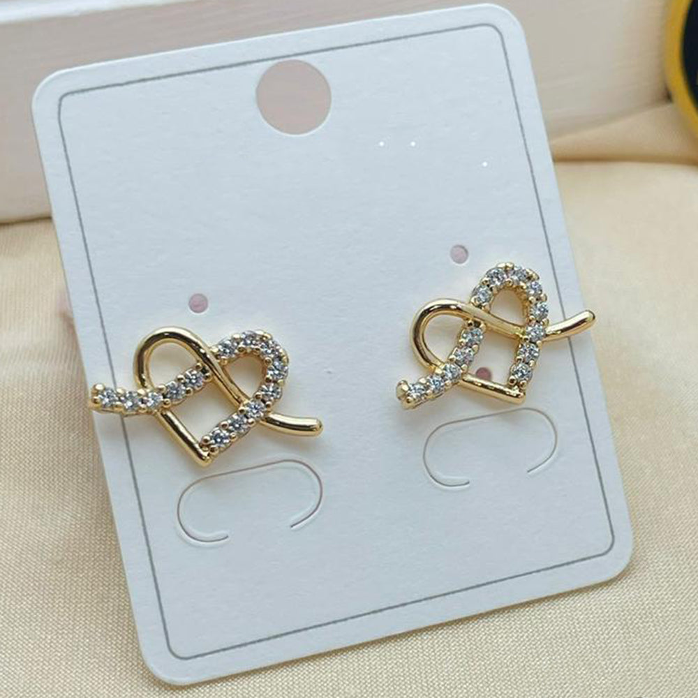 Klitz Stylish Stainless Steel Austrian Stone Heart Shape Studs Earrings (Pack of 12)