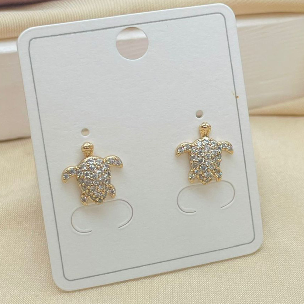 Klitz Trendy Turtle Design Austrian Stone Stud Earrings (Pack of 12)
