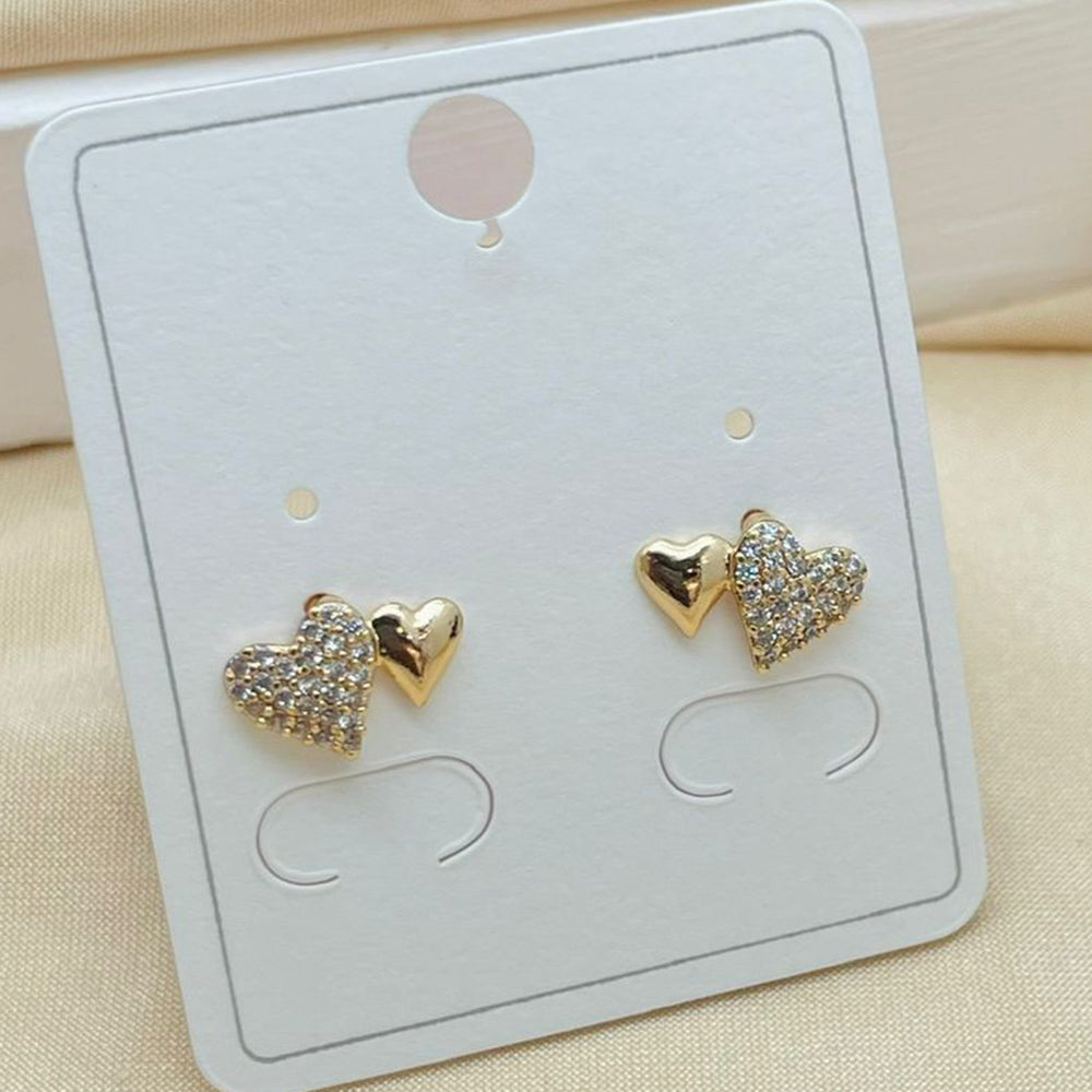 Klitz Stylish Stainless Steel Austrian Stone Heart Shape Studs Earrings (Pack of 12)