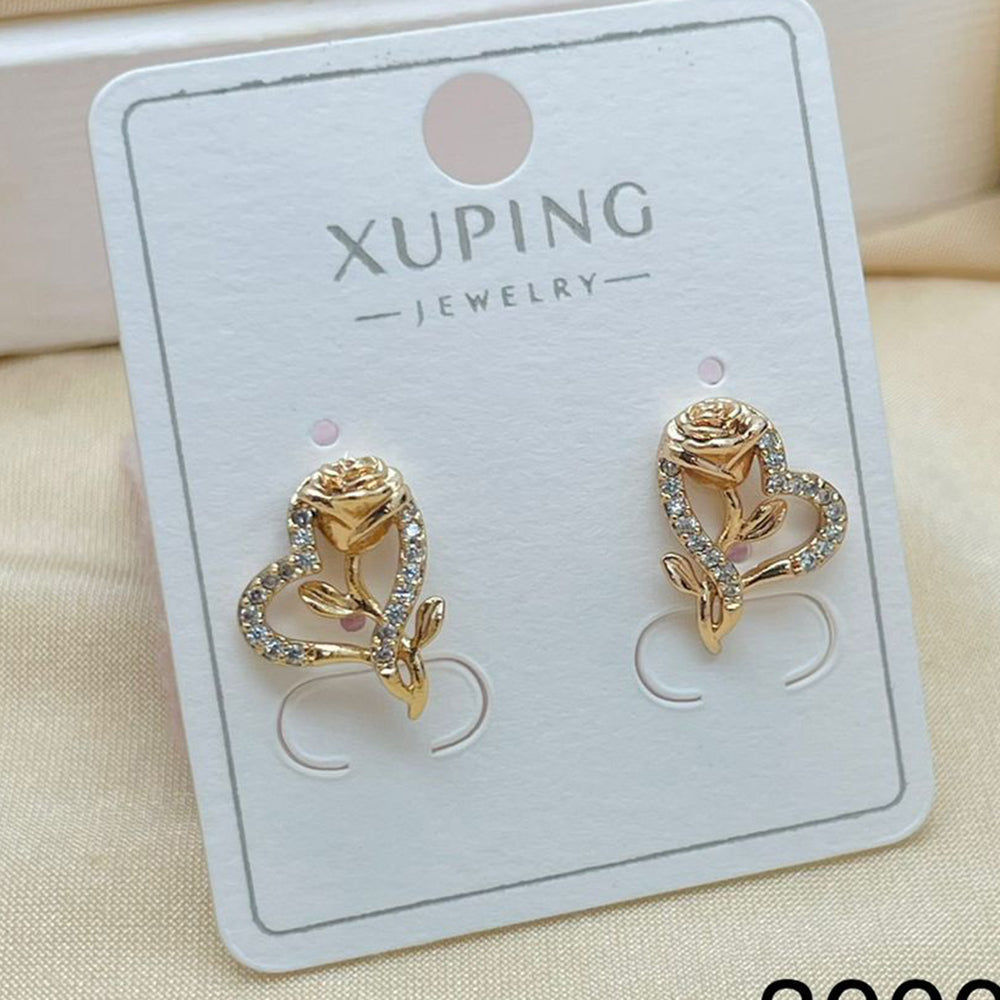 Klitz Stylish Stainless Steel Austrian Stone Heart Shape Studs Earrings (Pack of 12)