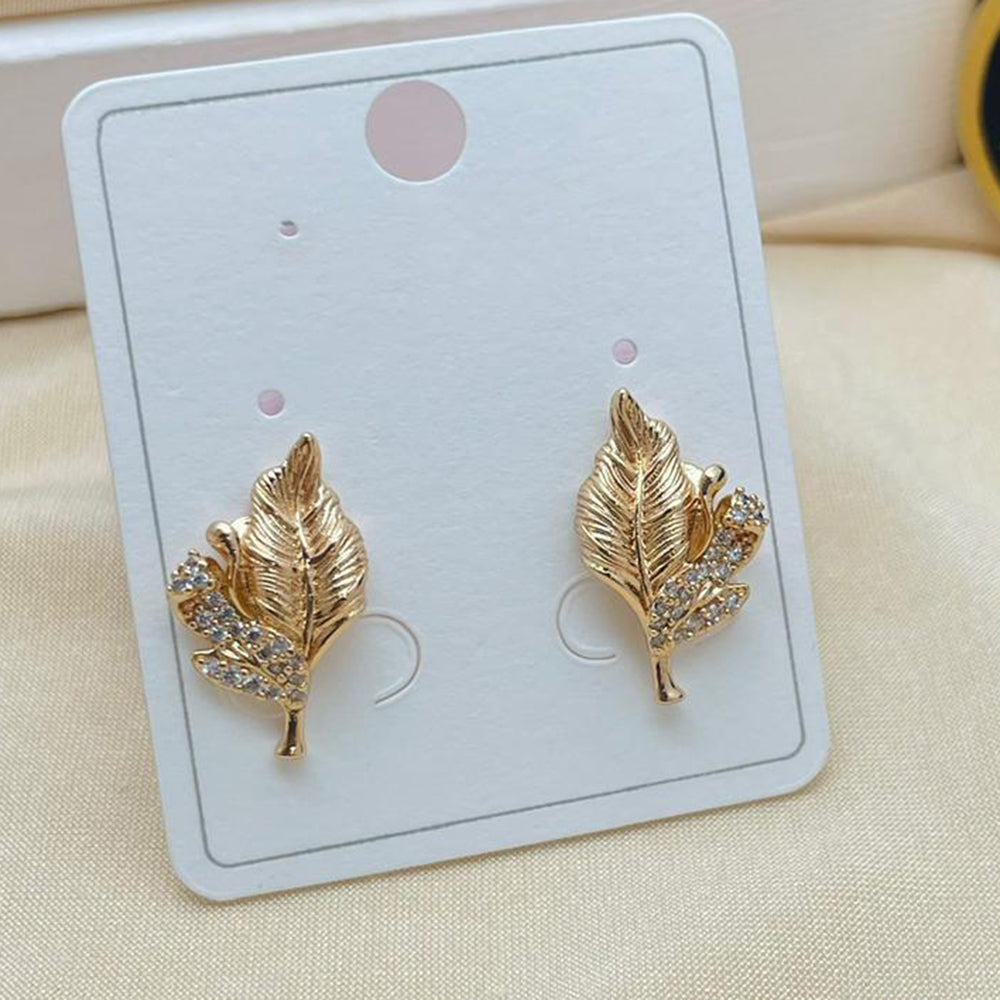 Klitz Stylish Stainless Steel Austrian Stone Leaf Studs Earrings (Pack of 12)