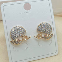 Klitz Trendy Umbrella Design Austrian Stone Stud Earrings