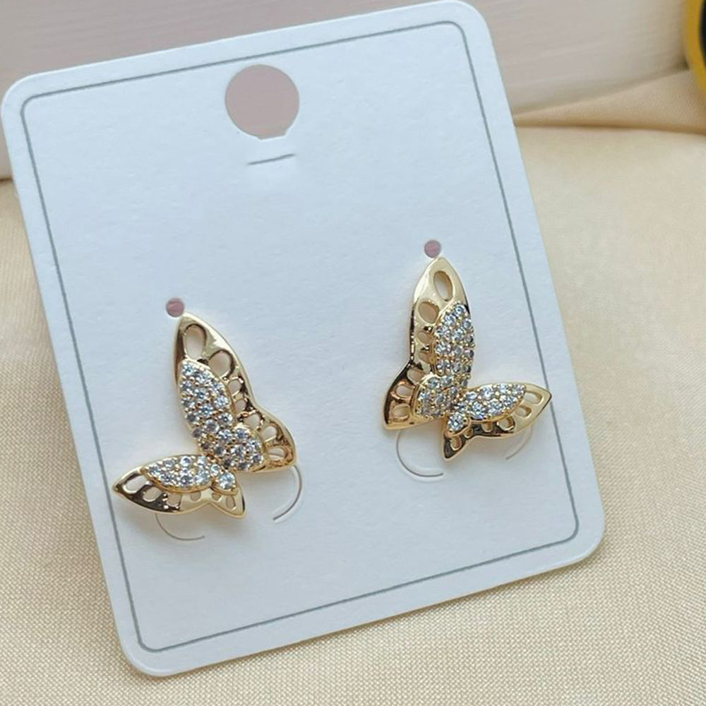 Klitz Stylish Stainless Steel Austrian Stone Butterfly Studs Earrings (Pack of 12)