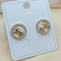 Klitz Cute Elephant Austrian Stone Stainless Steel Stud Earrings