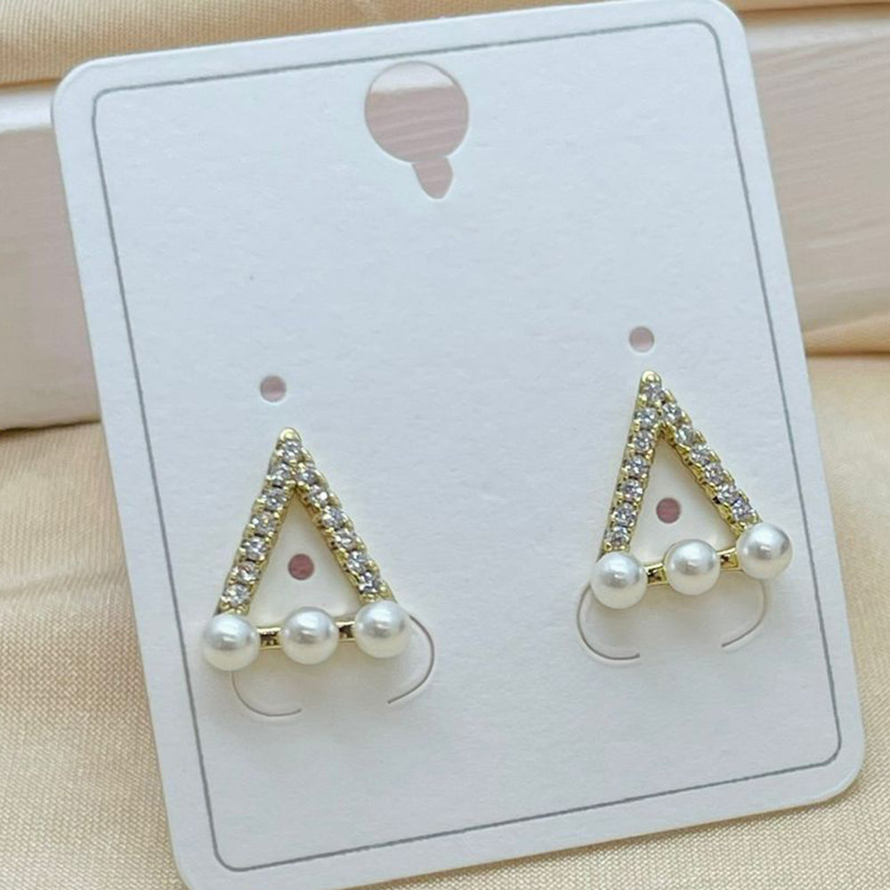 Klitz Stylish Stainless Steel Austrian Stone And Pearl Studs Earrings (Pack of 12)