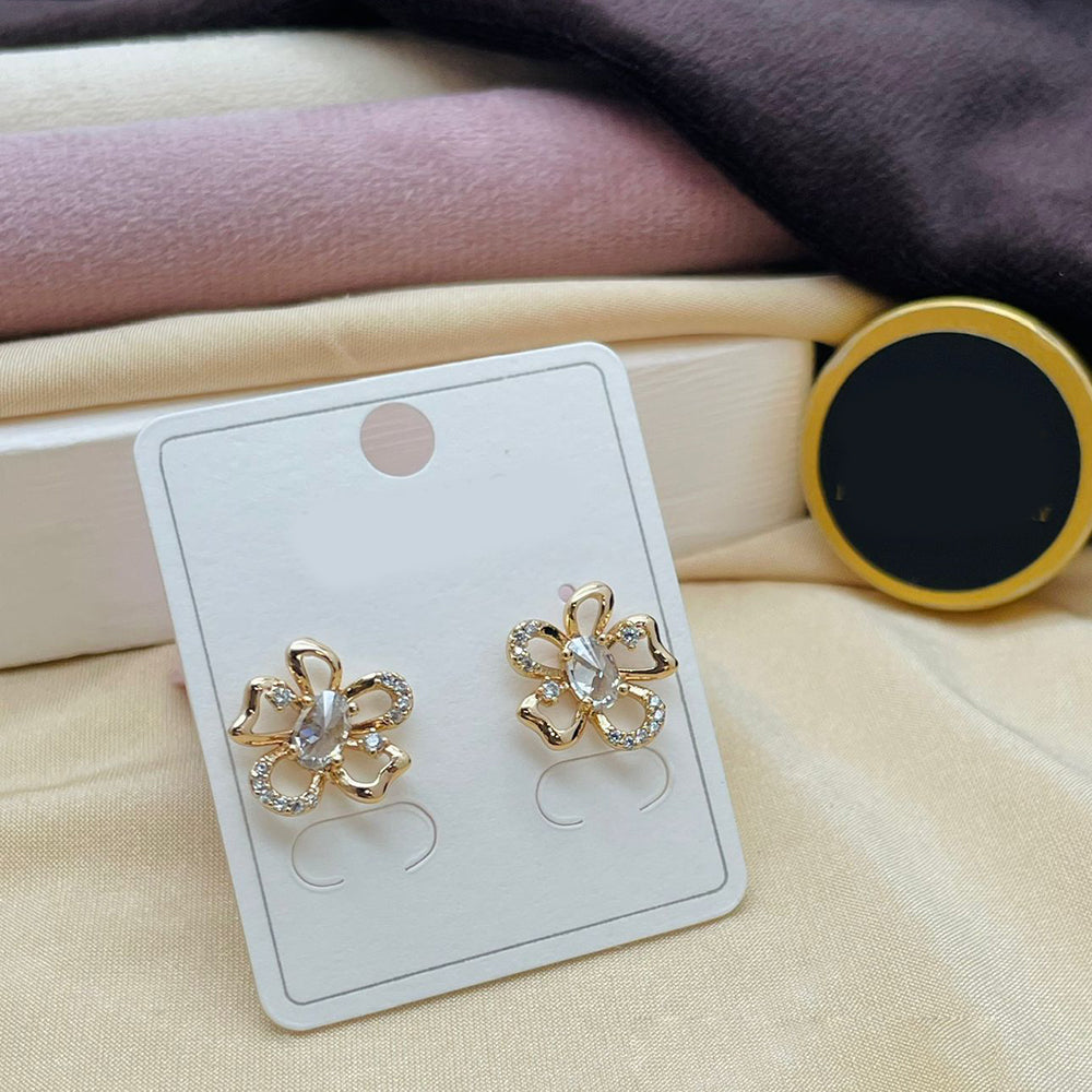 Klitz Stylish Stainless Steel Crystal And Austrian Stone Studs Earrings (Pack of 12)