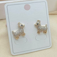 Klitz Cute Doggie Design Austrian Stone Stainless Steel Stud Earrings