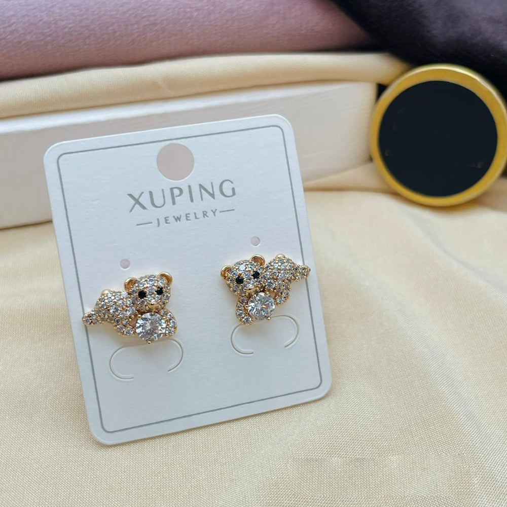 Klitz Austrian Stone Teddy Bear Stainless Steel Stud Earrings (Pack of 12)