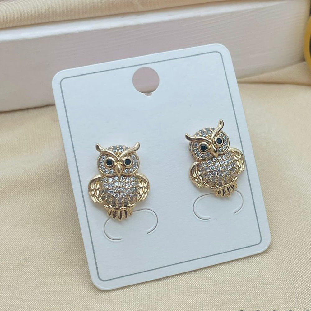 Klitz Stylish Stainless Steel Austrian Stone Owl Studs Earrings (Pack of 12)