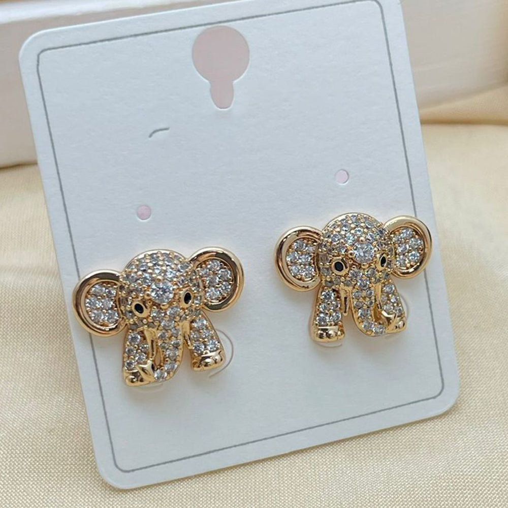 Klitz Cute Elephant Austrian Stone Stainless Steel Stud Earrings (Pack of 12)