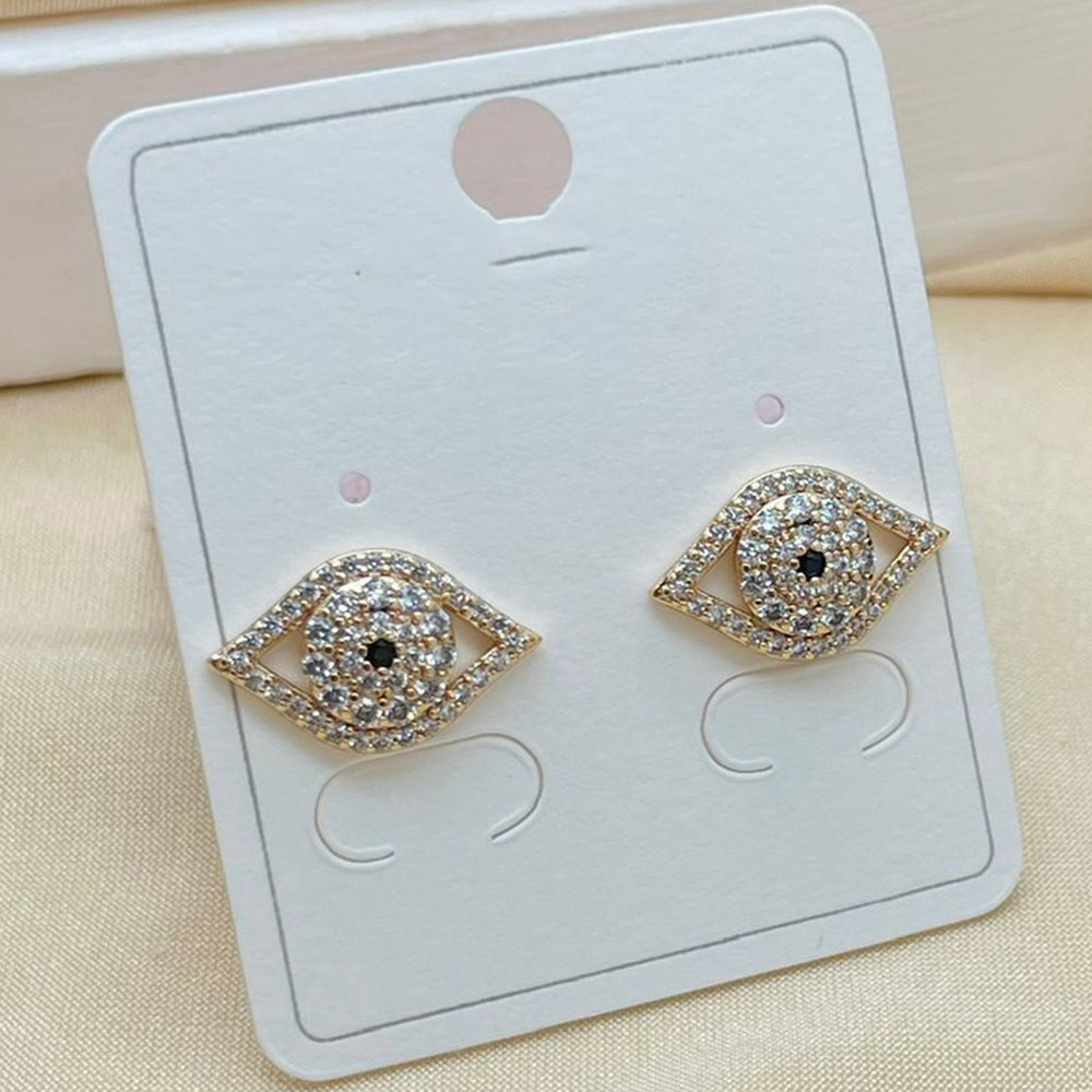 Klitz Stylish Evil Eye Symbol Austrian Stone Stainless Steel Stud Earrings (Pack of 12)