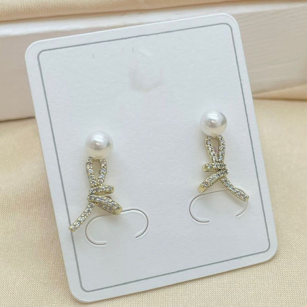 Klitz Elegant Austrian Stone And Pearl Dangler Earrings for Women (Pack of 12)