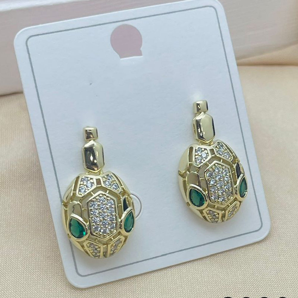 Klitz Emerald Green Crystal Stone Hanging Earrings (Pack of 12)