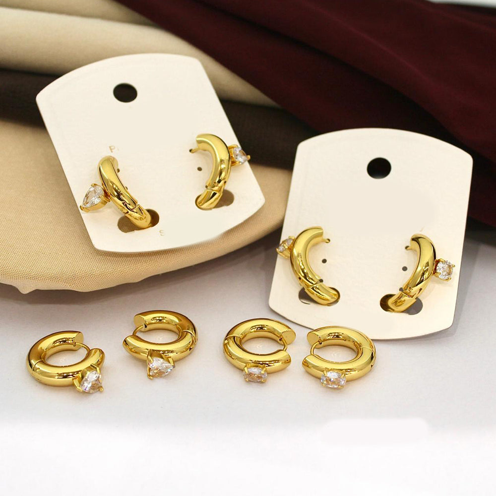 Klitz Designer Crystal Stone Studs Earrings Multi Set (Pack of 12)