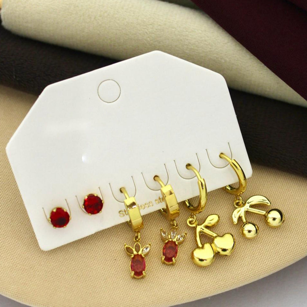 Klitz Designer Crystal Stone Studs Earrings Multi Set (Pack of 12)