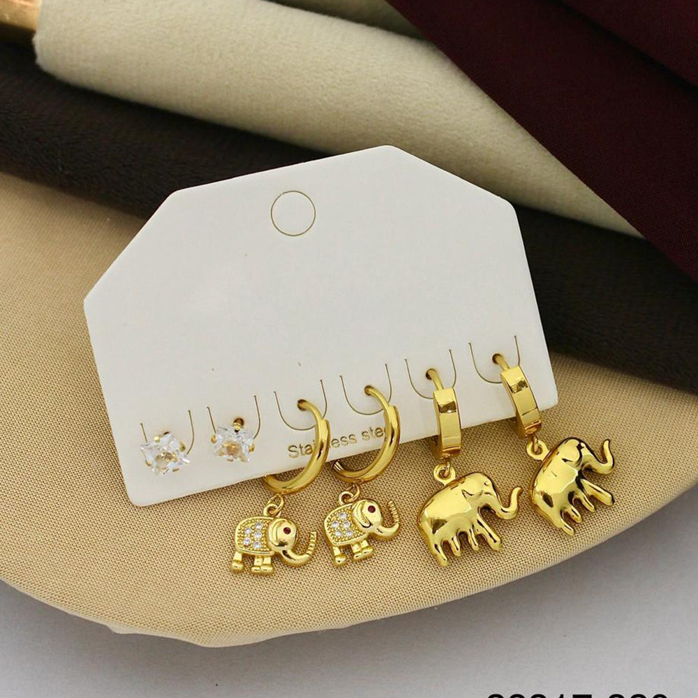 Klitz Designer Crystal Stone Elephant Studs Earrings Multi Set (Pack of 12)