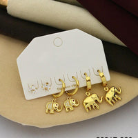 Klitz Designer Crystal Stone Elephant Studs Earrings Multi Set